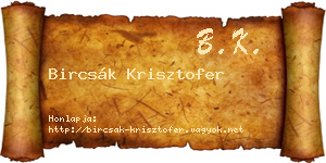 Bircsák Krisztofer névjegykártya
